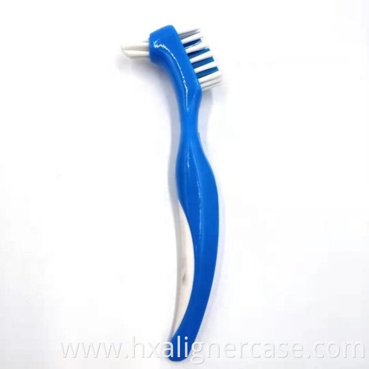 Long handle Plastic OEM colorful double head hard nylon bristle denture brush